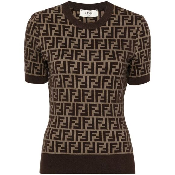 FENDI Sweaters - Fendi Women Ff Short Sleeved Cotton Jumper